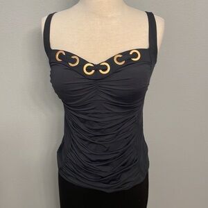 BLEU ROD BEATTIE Dark Blue with Gold hardware tankini swim top 12